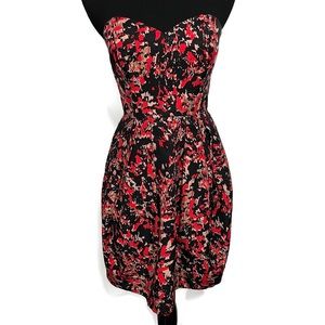 Shoshanna Black Red Strapless Cocktail Mini Dress Size 2